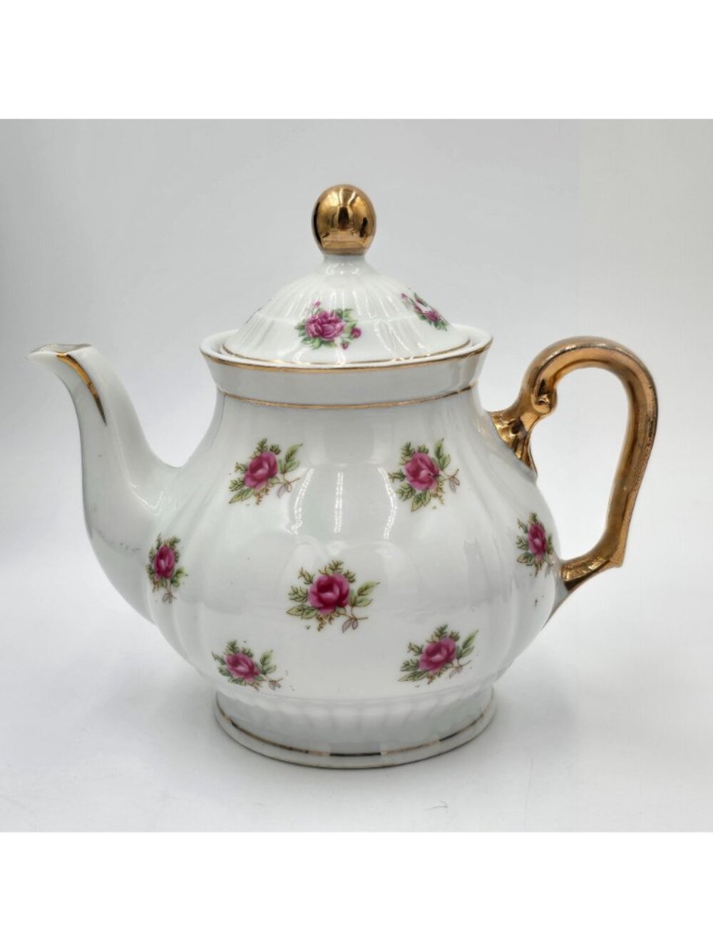 Vtg Minamiyama Seitosho Electric Teapot Rose Pattern Gold Accents Plug Included - Picture 5 of 15